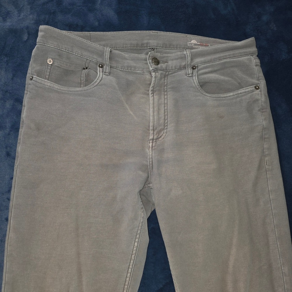 Faherty Gray Five Pocket Stretch Cotton Slim Straight Pants Mens 32/30
